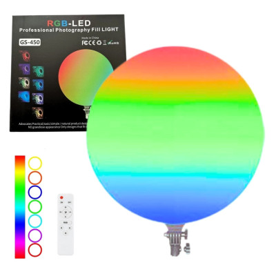 Светодиодная круглая лампа с пультом цветная 45см RGB-LED Fill Light GS-450 портативный видеосвет для съёмки