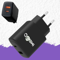 Мережевий зарядний пристрій 20W адаптер з Type-C та USB виходом IMS-C3007 Блок для швидкого заряджання телефону 5V 3A