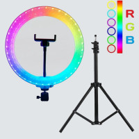 Светодиодная кольцевая лампа RGB 3D 33 см со штативом 2 м цветная двухсторонняя LED Селфи кольцо от USB Светодиодная кольцевая лампа RGB 3D 33 см со штативом 2 м цветная двухсторонняя LED Селфи кольцо от USB