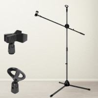 Мікрофонна стійка журавель Pro Microphone Stand штатив тринога з регульованою висотою для 2 мікрофонів Мікрофонна стійка журавель Pro Microphone Stand штатив тринога з регульованою висотою для 2 мікрофонів