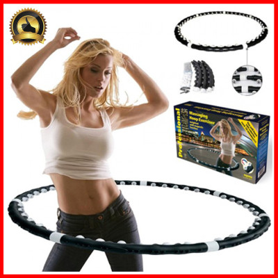 Обруч массажер магнитный хулахуп разборной Massaging Hula Hoop массажный черный для фитнеса похудения талии Обруч массажер магнитный хулахуп разборной Massaging Hula Hoop массажный черный для фитнеса похудения талии