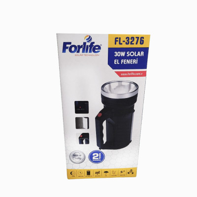 Ручной фонарик Forlife аккумуляторный FL 3276 фонарь на солнечной батарее 30W светодиодный