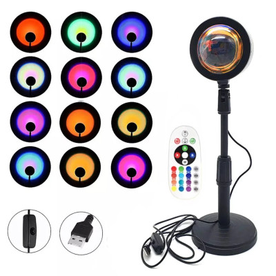 Проекционный светильник RGB на штативе USB проектор атмосферная лампа разноцветная с пультом РГБ Sunset Lamp Проекционный светильник RGB на штативе USB проектор атмосферная лампа разноцветная с пультом РГБ Sunset Lamp