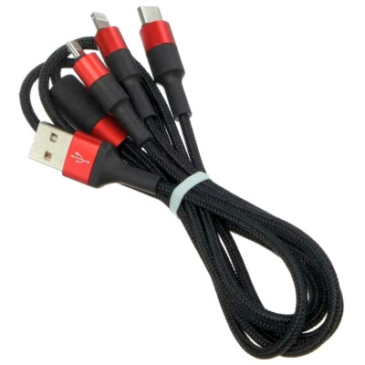 Кабель USB для зарядки телефону 3в1 Typec Micro Lightning провід швидка зарядка плетений 120см Кабель USB для зарядки телефону 3в1 Typec Micro Lightning провід швидка зарядка плетений 120см