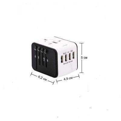 Универсальный сетевой адаптер для путешествий Adapter Travel Переходник для всех типов розеток USB Белый Универсальный сетевой адаптер для путешествий Adapter Travel Переходник для всех типов розеток USB Белый