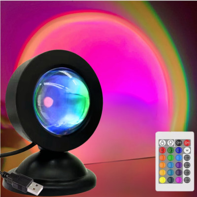 Світильник Sunset Lamp проекційний з пультом USB проектор RGB атмосферна міні лампа кольорова Світильник Sunset Lamp проекційний з пультом USB проектор RGB атмосферна міні лампа кольорова