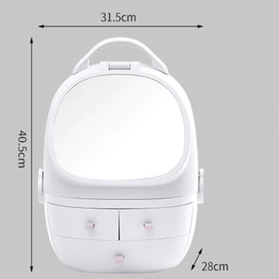 Органайзер для косметики с Led подсветкой и Сенсорным зеркалом белый бокс с защитой от влаги пыли W25