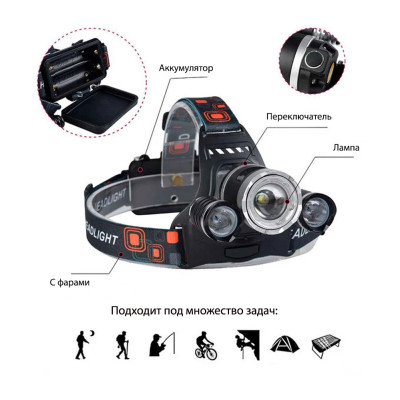 Ліхтарик налобний на акумуляторах High Power Headlamp Т6 Акумуляторний Led ліхтарик на голову Ліхтарик налобний на акумуляторах High Power Headlamp Т6 Акумуляторний Led ліхтарик на голову