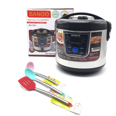Мультиварка Пароварка Banoo 12 программ с йогуртницей для кухни на 6 л 1500 Вт и набор кухонной утвари BN-7001
