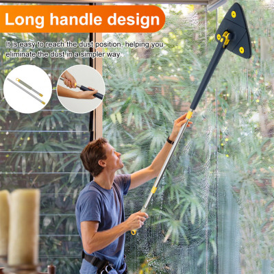 Телескопічна швабра для миття підлоги вікон та стін трикутна з автоматичним віджиманням Телескопічна швабра для миття підлоги вікон та стін трикутна з автоматичним віджиманням