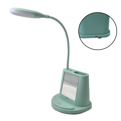 Лампа настольная светодиодная LED с зеркалом и подставка для телефона YW9071 Мятная Настольный светильник