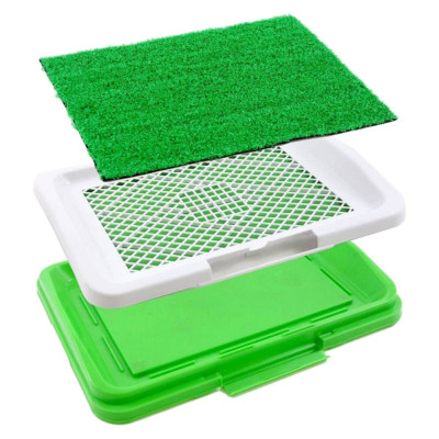 Туалет для собак трехярусный Puppy Potty Pad коврик лоток для домашних животных с решеткой и травой 47х34х6см Туалет для собак трехярусный Puppy Potty Pad коврик лоток для домашних животных с решеткой и травой 47х34х6см