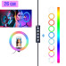 Кільцева лампа кольорова світлодіодна RGB 26 см LED MJ26 Різнобарвна для селфі блогерів струму Кільцева лампа кольорова світлодіодна RGB 26 см LED MJ26 Різнобарвна для селфі блогерів струму