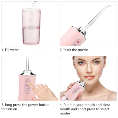 Іригатор для ротової порожнини 230мл Portable Oral Irrigator очищувач зубів бездротовий портативний з 3 режимами Іригатор для ротової порожнини 230мл Portable Oral Irrigator очищувач зубів бездротовий портативний з 3 режимами