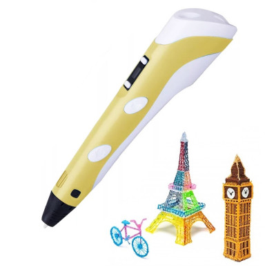 3D Ручка для дітей 3Д ручка 3 покоління з дисплеєм LCD Pen 3 жовта Набір з Еко Пластиком та трафаретом 3D Ручка для дітей 3Д ручка 3 покоління з дисплеєм LCD Pen 3 жовта Набір з Еко Пластиком та трафаретом