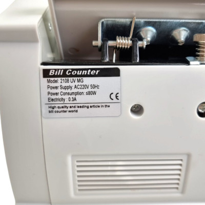 Рахункова машинка Детектор валют Bill Counter 2108 UV MG з подвійною детекцією та регулюванням швидкості Сіра Рахункова машинка Детектор валют Bill Counter 2108 UV MG з подвійною детекцією та регулюванням швидкості Сіра