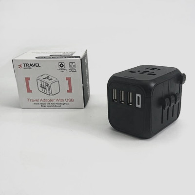 Універсальний мережевий USB адаптер для подорожей та дому Travel Adapter перехідник для розеток Чорний Універсальний мережевий USB адаптер для подорожей та дому Travel Adapter перехідник для розеток Чорний