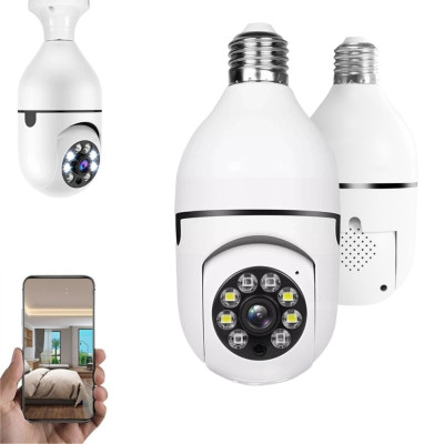 Поворотная IP камера в патрон 4МП WiFi Camera для видеонаблюдения дома со звуком и ночным видением