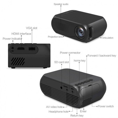 Портативный мини проектор для дома Projector LED YG320 черный с динамиком домашний лед проектор Портативный мини проектор для дома Projector LED YG320 черный с динамиком домашний лед проектор