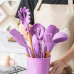 Набор кухонных принадлежностей Kitchen & dining лопатки силикон с подставкой кухонная утварь 12шт фиолетовые Набор кухонных принадлежностей Kitchen & dining лопатки силикон с подставкой кухонная утварь 12шт фиолетовые