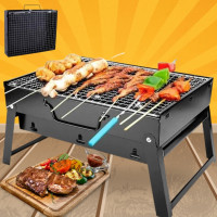 Переносний мангал чемодан складний BBQ портативний барбекю гриль з решіткою для пікніка Переносний мангал чемодан складний BBQ портативний барбекю гриль з решіткою для пікніка