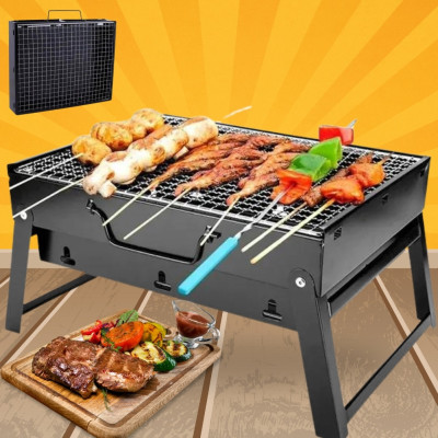 Переносний мангал чемодан складний BBQ портативний барбекю гриль з решіткою для пікніка Переносний мангал чемодан складний BBQ портативний барбекю гриль з решіткою для пікніка