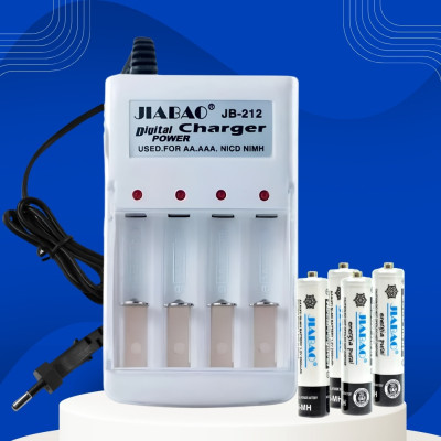 Комплект зарядного устройства JIABAO JB-212 с 4 аккумуляторами AAA 2500 мАч NiMH