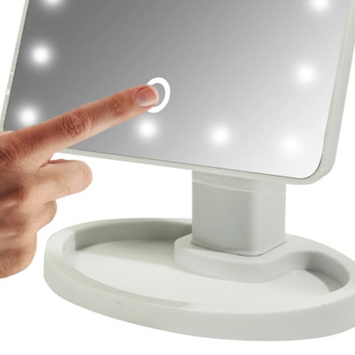 Косметичне дзеркало для макіяжу настільне з підсвічуванням LED Mirror сенсорне White 22 світлодіода Косметичне дзеркало для макіяжу настільне з підсвічуванням LED Mirror сенсорне White 22 світлодіода