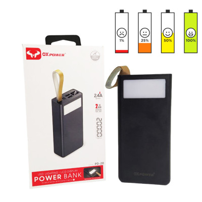 Повербанк 20000 mAh Power bank QX PD 20 внешний аккумулятор зарядное устройство для телефона с фонариком