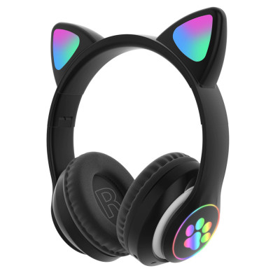Наушники Беспроводные Bluetooth с кошачьими ушками STN 28 детская игровая гарнитура с FM модулем и подсветкой Наушники Беспроводные Bluetooth с кошачьими ушками STN 28 детская игровая гарнитура с FM модулем и подсветкой