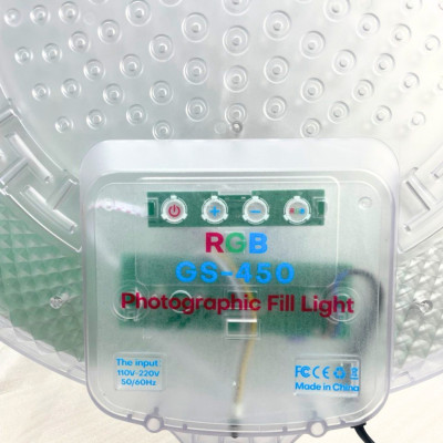 Светодиодная круглая лампа с пультом цветная 45см RGB-LED Fill Light GS-450 портативный видеосвет для съёмки Светодиодная круглая лампа с пультом цветная 45см RGB-LED Fill Light GS-450 портативный видеосвет для съёмки