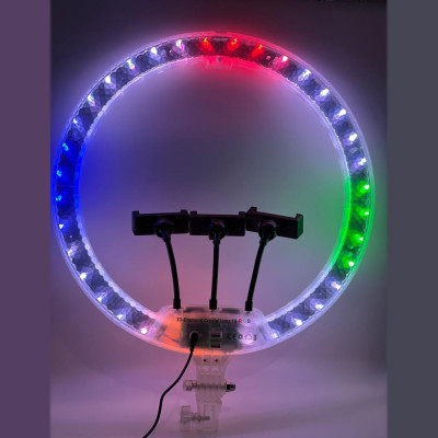 Кольцевая лампа светодиодная 3D RGB 45 см цветная двухсторонняя LED Селфи кольцо для фото блогеров Кольцевая лампа светодиодная 3D RGB 45 см цветная двухсторонняя LED Селфи кольцо для фото блогеров