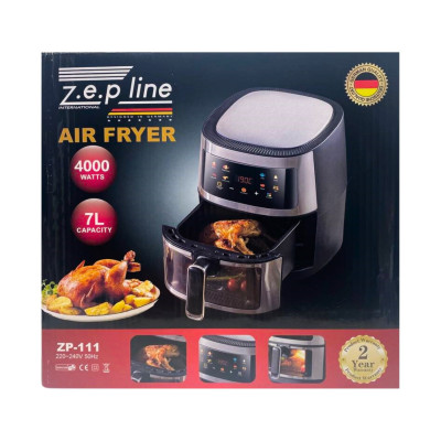 Фритюрниця без масла Zepline 3500W сенсорна аерофрітюрниця мультипіч безмасляна з таймером 7л для дому Фритюрниця без масла Zepline 3500W сенсорна аерофрітюрниця мультипіч безмасляна з таймером 7л для дому