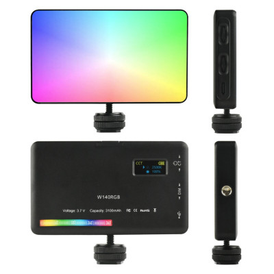 Бездротове накамерне відеосвітло W140RGB акумуляторна міні лампа LED портативна для фото і відео Бездротове накамерне відеосвітло W140RGB акумуляторна міні лампа LED портативна для фото і відео