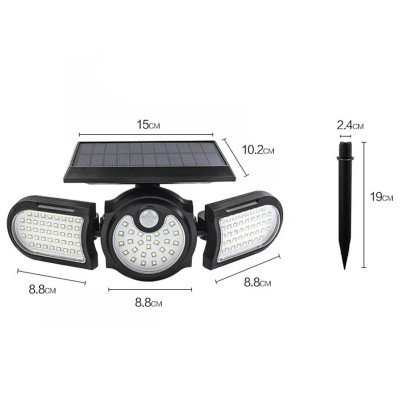 Вуличний ліхтар на сонячній батареї Solar induction SH 1206А з датчиком руху потрійний індукційний 112 LED Вуличний ліхтар на сонячній батареї Solar induction SH 1206А з датчиком руху потрійний індукційний 112 LED