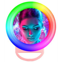 Кільцева лампа RGB різнокольорова 11,5 см A4S для фото та відеозйомки з кріпленням прищіпкою на телефон Кільцева лампа RGB різнокольорова 11,5 см A4S для фото та відеозйомки з кріпленням прищіпкою на телефон