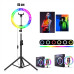 Набор блогера 5в1 Кольцевая RGB LED лампа 45см Штатив 2м Селфи трипод Bluetooth Петличный микрофон экшн камера Набор блогера 5в1 Кольцевая RGB LED лампа 45см Штатив 2м Селфи трипод Bluetooth Петличный микрофон экшн камера