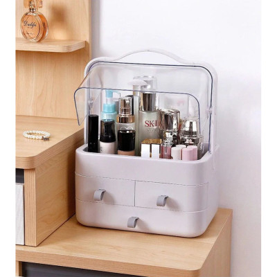 Органайзер для косметики Пылезащитный Водонепроницаемый Cosmetic Storage Box LD 288 Двухъярусный бокс Серый