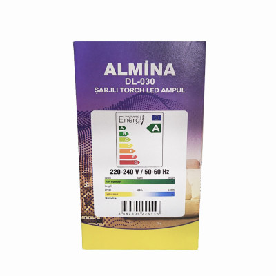 Акумуляторна лампа Almina з цоколем DL 030 Аварійна лампочка 30W світлодіодна Акумуляторна лампа Almina з цоколем DL 030 Аварійна лампочка 30W світлодіодна