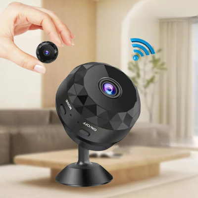Мини IP камера видеонаблюдения беспроводная P7-W10 с Wi Fi портативная с подставкой для дома и офиса