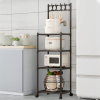 Стеллаж напольный с крючками на 4 яруса Hook Storage Rack SKLM-21 Полка стойка для кухни Стеллаж напольный с крючками на 4 яруса Hook Storage Rack SKLM-21 Полка стойка для кухни