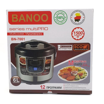 Мультиварка Пароварка Banoo 12 программ с йогуртницей для кухни на 6 л 1500 Вт и набор кухонной утвари BN-7001 Мультиварка Пароварка Banoo 12 программ с йогуртницей для кухни на 6 л 1500 Вт и набор кухонной утвари BN-7001