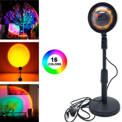 Проекційний RGB світильник з пультом на штативі USB проектор атмосферна лампа різнокольорова Sunset Lamp Проекційний RGB світильник з пультом на штативі USB проектор атмосферна лампа різнокольорова Sunset Lamp
