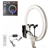 Кольцевая лампа светодиодная 3D RGB 45 см цветная двухсторонняя LED Селфи кольцо для фото блогеров Кольцевая лампа светодиодная 3D RGB 45 см цветная двухсторонняя LED Селфи кольцо для фото блогеров