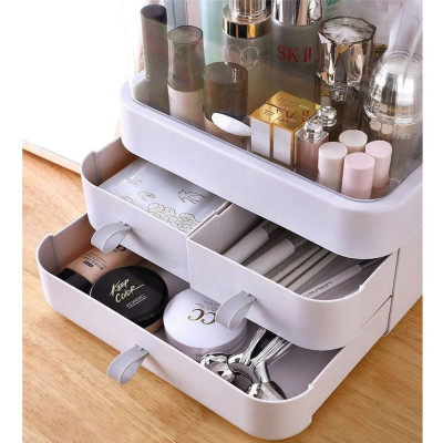 Органайзер для косметики Пылезащитный Водонепроницаемый Cosmetic Storage Box LD 288 Двухъярусный бокс Серый