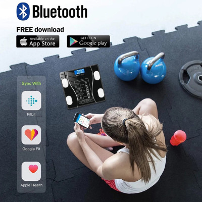 Умные напольные весы смарт Bluetooth с приложением для Android или IOS анализаторы жира черные Умные напольные весы смарт Bluetooth с приложением для Android или IOS анализаторы жира черные