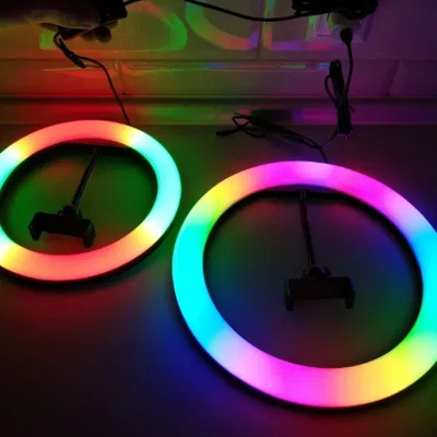 Кільцева лампа кольорова світлодіодна RGB 38 см LED MJ38 з пультом для селфі блогерів Кільцева лампа кольорова світлодіодна RGB 38 см LED MJ38 з пультом для селфі блогерів