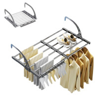 Раздвижная сушилка для белья на балкон окно Folding Clothes Hanger Портативная двойная сушка для одежды на батарею Раздвижная сушилка для белья на балкон окно Folding Clothes Hanger Портативная двойная сушка для одежды на батарею