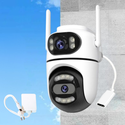 Камера наружного видеонаблюдения Q2 WiFi проводная с 2 объективами и датчиком движения поворотная уличная IP камера