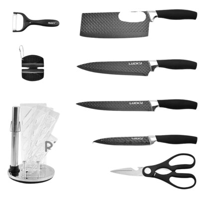 Набор кухонных ножей Knife set 8 предметов с подставкой и точилкой Набор кухонных ножей Knife set 8 предметов с подставкой и точилкой